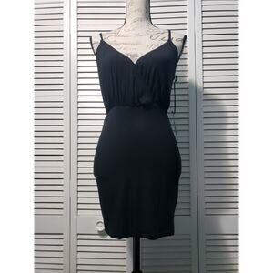 Privacy Please Sleeveless Dress Women's Small Black Faux Wrap Bodice Mini Lined